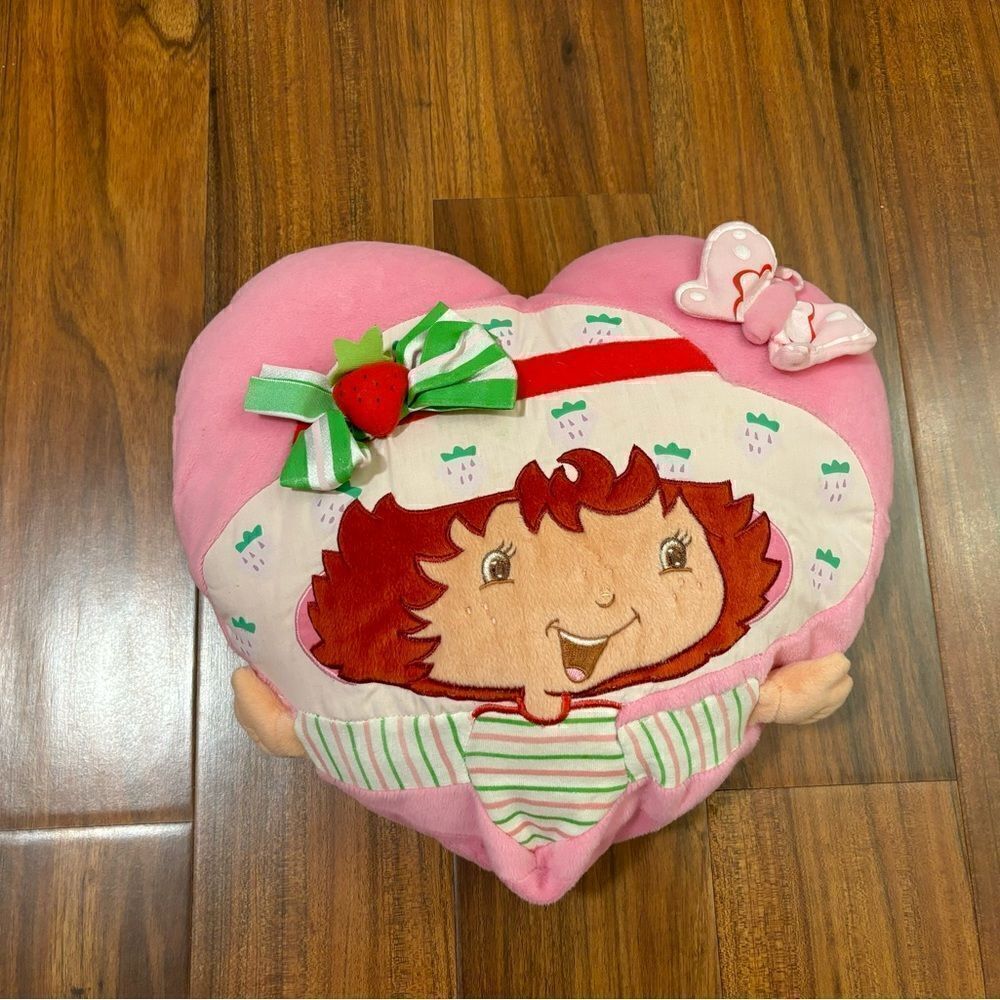 Strawberry Shortcake vintage y2k heart shaped pillow